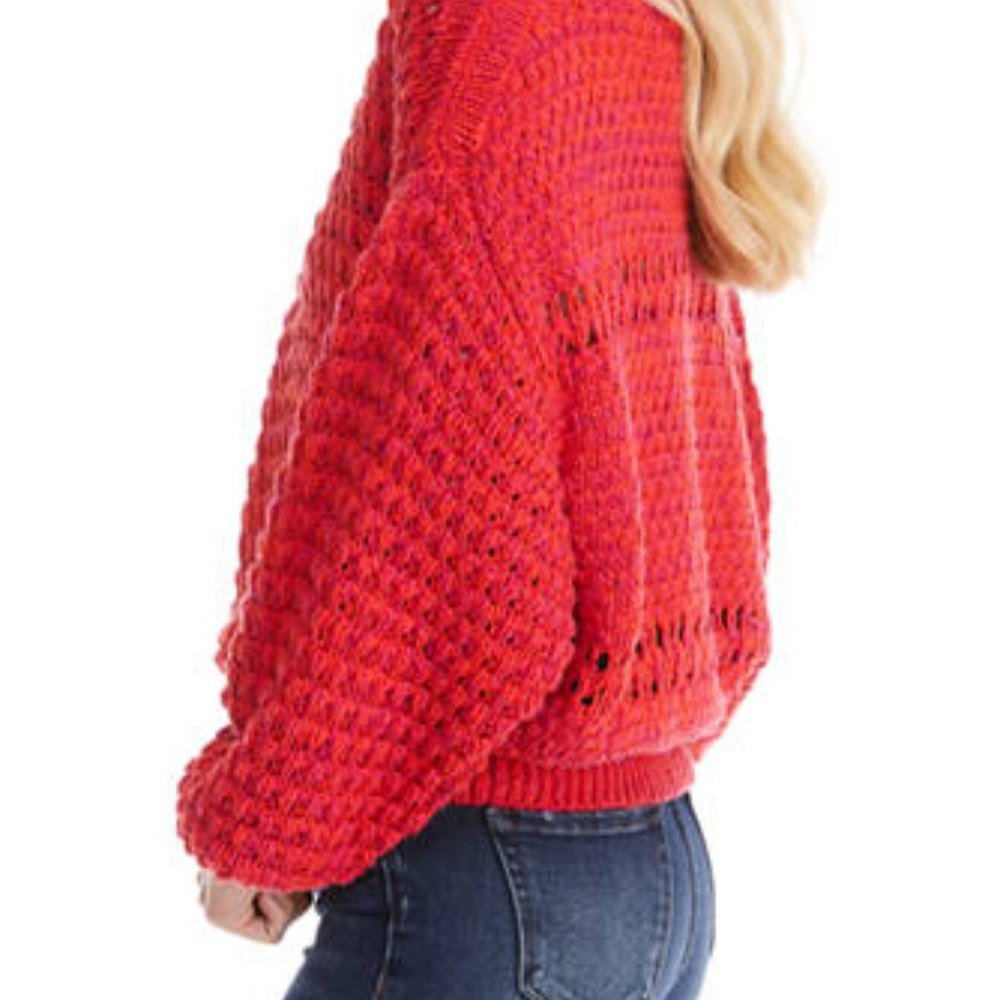 Free People Coconut V Sweater in Dragonfruit Combo